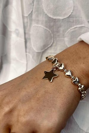 Laundry B Free Spirit Stretch Stacker Bracelet Hearts & Star Gold
